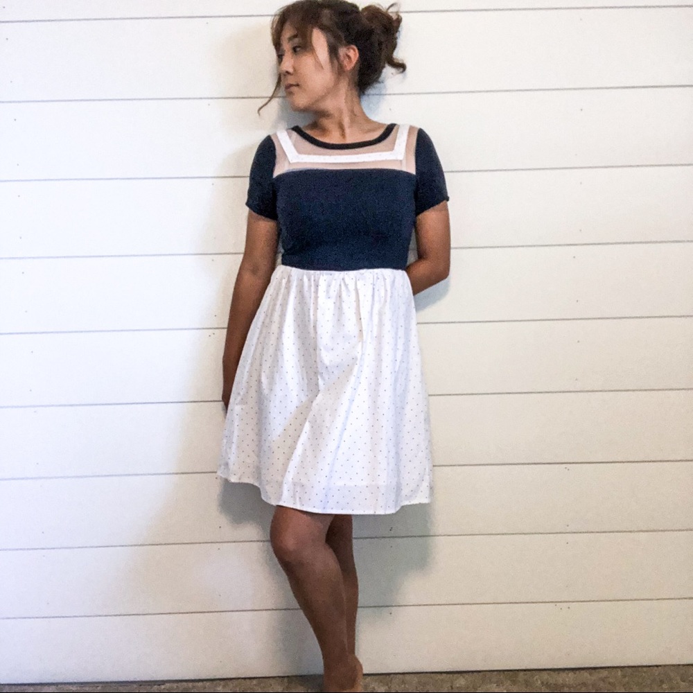🌟 3/$20 Modcloth Doe & Rae Nautical Polka Dot Dress